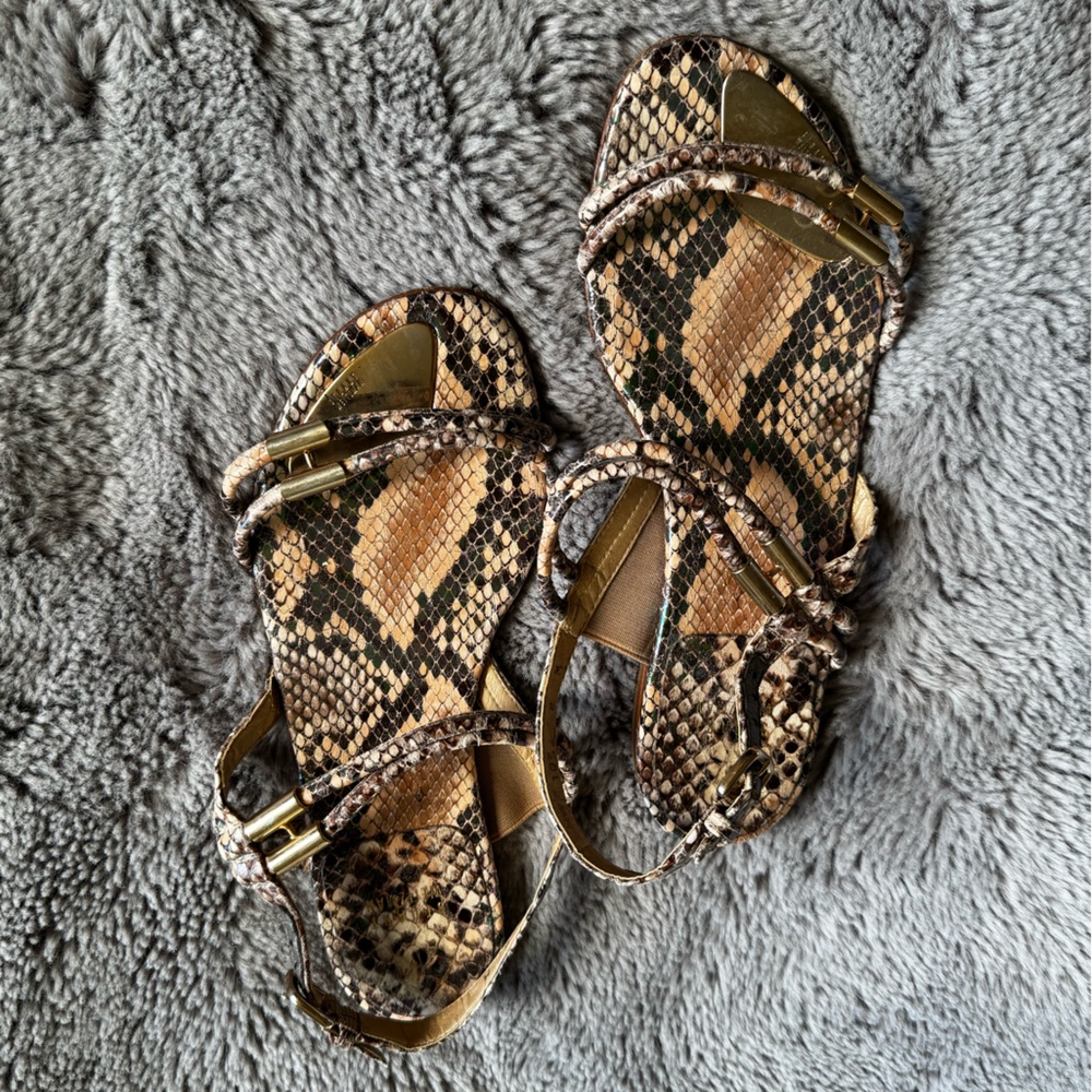 Stuart Weitzman Rolldown Metallic Snake-Embossed … - image 2